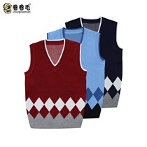 Boys and childrens clothing British kindergarten Garden clothing Spring and Autumn Sweater Vest childrens winter uniform school style Primary School students class clothes