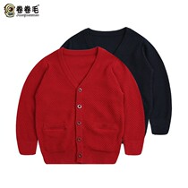 Curly hair primary school uniforms autumn and winter mens clothing school style kindergarten Garden uniforms childrens sweater cardigan