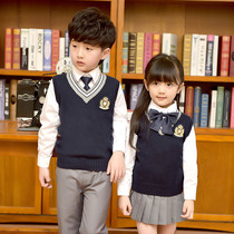 Kindergarten garden clothes Spring and Autumn new cotton sweater vest set for boys and girls class uniforms junior high school uniforms