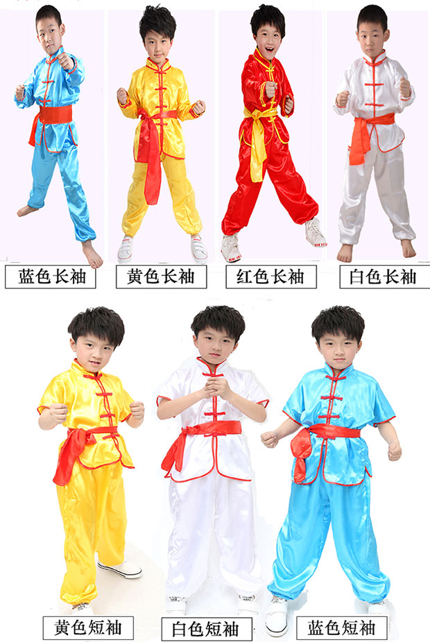 Quần áo biểu diễn võ thuật Trung Quốc Trang phục Kung Fu Trung Quốc tay ngắn tay nam nữ quốc phục trang phục Thái cực trang phục trẻ em sequin