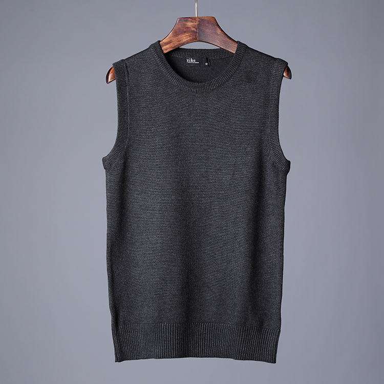 Mùa đông người đàn ông mới của len vest vest top vòng cổ áo thun không tay vest màu rắn đan áo len vest L012