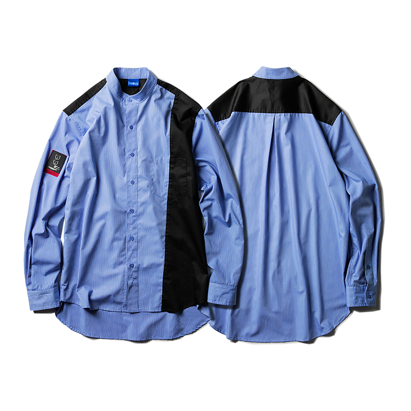 新衣城NCC ROARINGWILD 咆哮野兽 条纹贴布拼接衬衫