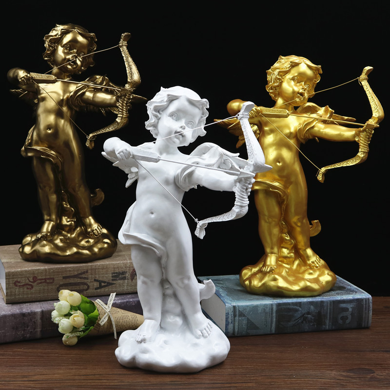 Cupid, the God of Love, Shoots an Arrow, European-Style Resin Craft Figurine, Wedding Props, Home Decoration Ornament