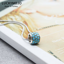 Turquoise transfer beads 925 sterling silver bracelet accessories women silver pendant mens niche hand string with beads