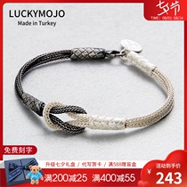 Turkish silver silk sterling silver bracelet mens and womens braided hand rope couple bracelet niche retro custom gift 47