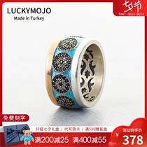 Turkey imported sterling silver ring blue eye transit ring enamel gift for boy girlfriend wide ring RI-25
