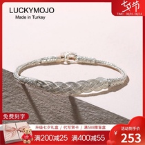 Turkish hand rope 999 sterling silver bracelet mens and womens hand jewelry woven bracelet girlfriends couple gift tide decoration BR-72