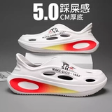 Летние тапочки в стиле Crocs, мужские трендовые нескользящие спортивные сандалии, пляжные мюли, подходят для носки на улице, коллекция 2025 года, закрытые носок и пятка