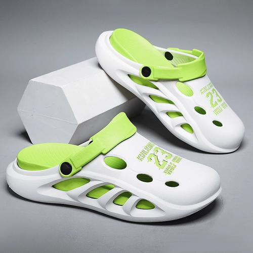 Мужские летние нескользящие ультрамягкие тапочки в стиле Crocs, пляжные босоножки, коллекция 2024 года, подходят для носки на улице, закрытый носок