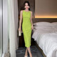 French retro Hepburn suspender dress 2022 summer new women's one-shoulder sleeveless slimming skirt