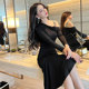 Chic Hepburn-style suspender fishtail dress 2022 spring and autumn new black retro slim long-sleeved hip skirt