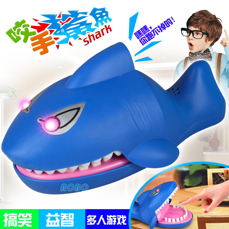 Sound and light version guts and Agile Bite Finger Big Shark Creative Gift Desktop Toy