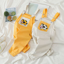 Baby Cowboy Back With Pants Spring Autumn Clothing 1-3 Year Old 2 Men Young Boy Pure Cotton Soft Casual Pants Woman Press Button Baby Pants