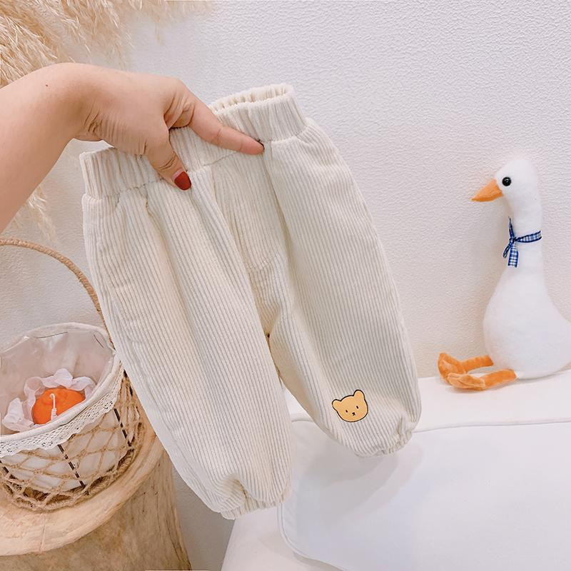 Girl's Korean version Luo Radish Pants Boy Loose Wear Pants Spring Dress Plus Suede Pants Baby Pants The Boy Foreign Pie Velvet Pants Tide