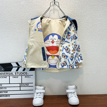 Boy Jacket 2022 Spring Autumn Season Children Dress Jacket Woman Baby New even cap Double face wearing windy cotton thin and velvety