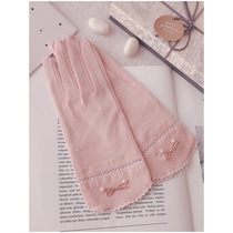 Gloves women thin spring and autumn stretch touch screen cute cotton short hand stick driving electric car sun protection summer