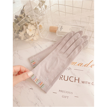 Sun protection gloves Women Summer thin section Driving riding electric car Cotton Cloth Spring Autumn Days Short touch screen Anti-UV rays