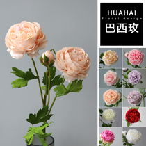 Peony Brazilian rose simulation flower home flower arrangement Wedding celebration photography holding props Background wall decoration silk flower