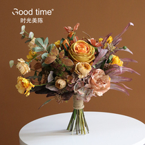 Photography large bouquet Hand-held simulation bouquet fake flower forest female bride ball wedding home decoration flower arrangement decoration props