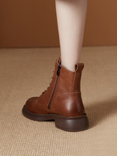 Martin Boots for Women, Spring and Autumn Single Boots, 2025 New Style, British Style Short Boots, Genuine Leather, Soft Sole, Soft Leather, Winter Fleece-Lined Boots