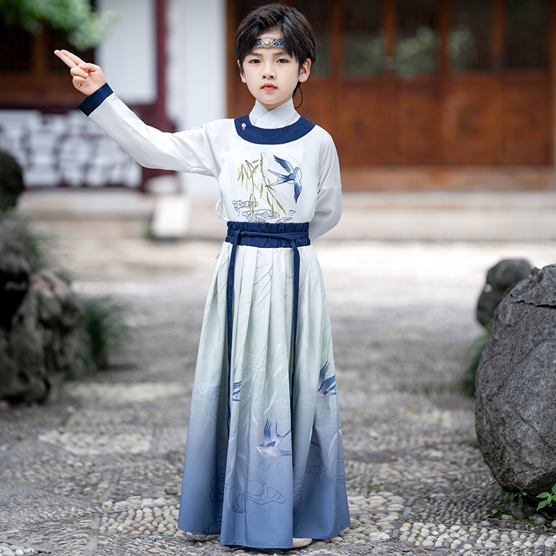 Song Dynasty Hanfu for Men, Wei and Jin Dynasty, Spring and Autumn Period, Scholar, Middle School Student Performance Costume, Young Gentleman, Tang Suit, School Opening Song Suit, Round-Neck Robe