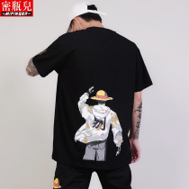 Short-sleeved mens loose summer one piece mens T-shirt trend plus fat plus fat mens plus size top mens trend
