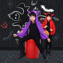 Halloween costume cos show dress up horns cloak cute cloak demon fork kindergarten costume