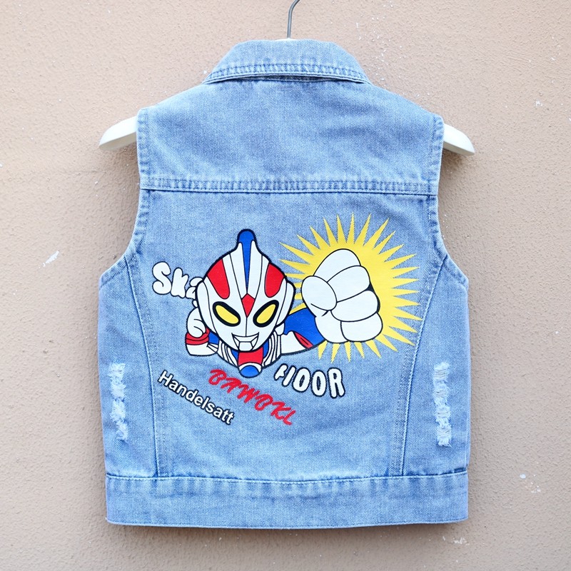 Boy Cowboy Waistcoat Spring Autumn 2022 New Children's Foreign Pie Outside Wearing Vest Men's Baby Spring and Children's Horse Clip Tide