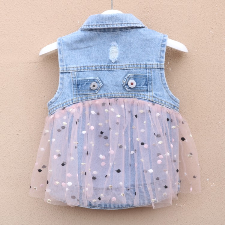 2022 new girl's cardiovert woman baby cowboy waistcoat dress jacket baby spring autumn princess 0-1-3 years old