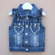 Girls denim vest thin 2022 new spring and summer fashion princess all-match baby childrens clothing single style baby vest trend