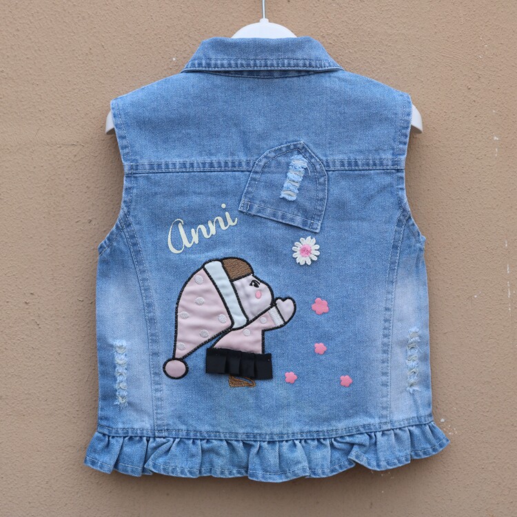 Girls denim vest spring and autumn thin section 2023 new baby girl Korean version of the vest vest for children and princess vest trend