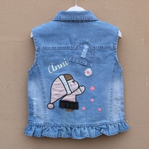Girls denim vest spring and autumn new baby 2022 new childrens clothing vest middle and small childrens coat foreign style vest