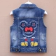 Bé gái áo vest denim mùa xuân và mùa thu 1 quần áo trẻ em mới 2 tuổi áo vest denim trẻ em 3 bông áo vest trẻ em - Áo ghi lê