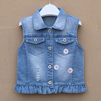 Girls denim vest thin section 2022 spring and autumn summer boys new vest cotton soft denim baby girl vest