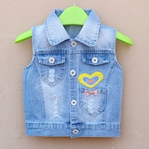 Girls denim vest spring and autumn childrens vest big boy foreign style outerwear girl vest new top baby