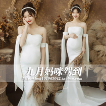 389 Pregnant Woman Photos Clothing Rental White Bag Body Display Slim Fit Dress Dress Fishtail Trailer Photogrammer Photography