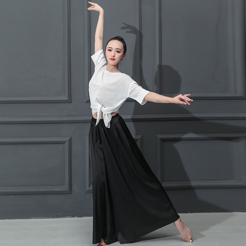 Silk hiện đại thực hành quần áo quần khiêu vũ cổ điển quần áo khiêu vũ nữ trang phục khiêu vũ quốc gia quần áo khiêu vũ chân rộng quần quần - Khiêu vũ / Thể dục nhịp điệu / Thể dục dụng cụ giày múa cao gót