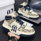 Летние универсальные высокие сапоги, мужские высокие кроссовки для отдыха, спортивная высокая белая обувь на платформе, изысканный стиль, из натуральной кожи