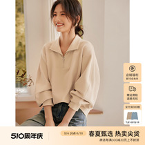 XWI Xin not retro zipped upright collar design Sensation Clothing Woman 2024 Spring this year Pop-in-thin inner lap blouses