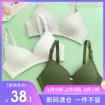 Bai Ling Bai Li lace underwear Womens gathering bra without rims Triangle cup College student high school girl bra set