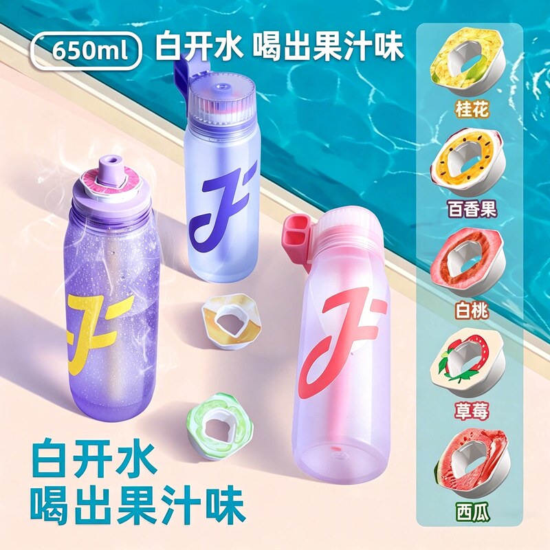 Joyfit Sports Water Cup, Scented Water Cup, 0 Sugar, 0 Calories, Aroma Ring, Scented Bean Pod, Square Flavor Ring, Novelty Cup