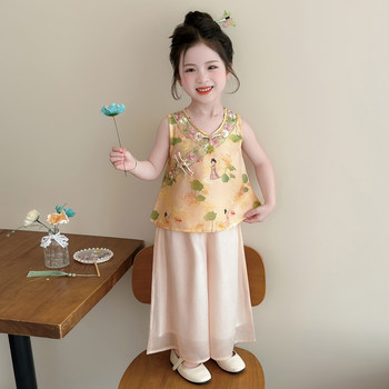 ເດັກຍິງ summer suit 2026 ໃຫມ່ hanfu ແບບວັດຖຸບູຮານເດັກນ້ອຍ hanfu ເດັກຍິງເດັກນ້ອຍ summer ເຄື່ອງນຸ່ງໃຫມ່ແບບຈີນແບບແຫ່ງຊາດ summer