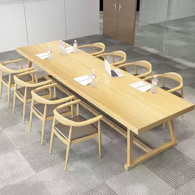 Nordic solid wood large long table Conference table Office desk and chair combination Business negotiation table Negotiation table workbench Computer table