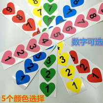 68mm digital label number sticker serial number sticker heart-shaped sticky Sticker active sticker