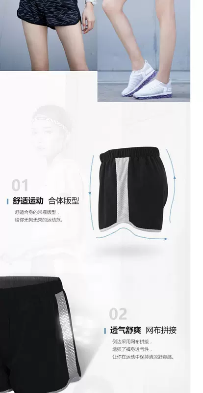Quần short thể thao Li Ning Phụ nữ mùa hè thoáng khí thoải mái Thể thao chạy đào tạo Quần mồ hôi AKSM072-1 - Quần thể thao