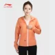 66 Li Ning áo gió thể thao dành cho phụ nữ mùa xuân và mùa thu cardigan dây kéo áo khoác có mũ trùm đầu giản dị áo khoác gió thể thao hàng đầu - Áo gió thể thao