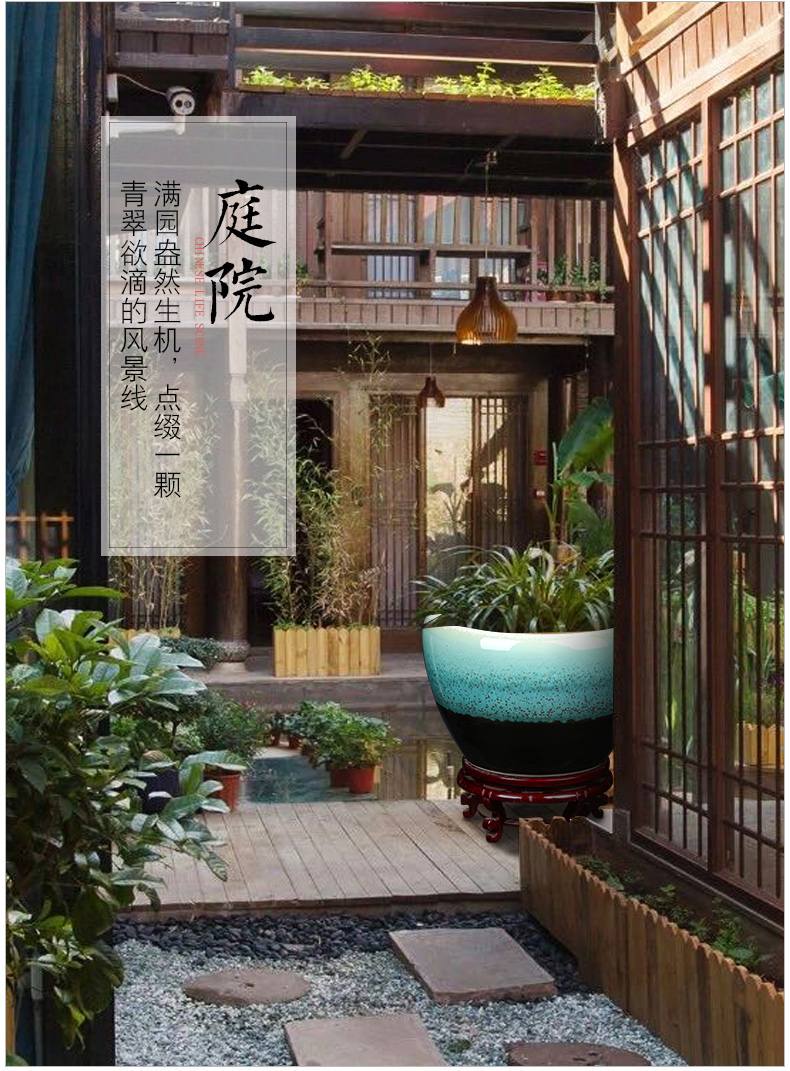 Jingdezhen ceramic goldfish bowl restoring ancient ways is oversized furnishing articles turtle cylinder sitting room balcony bowl lotus lotus lotus basin