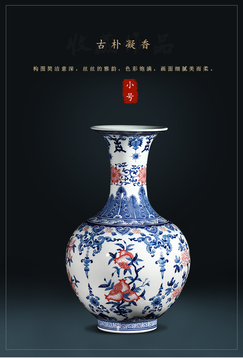 Jingdezhen ceramics hand - made archaize of new Chinese style household adornment is placed large blue and white porcelain vases, flower arrangement