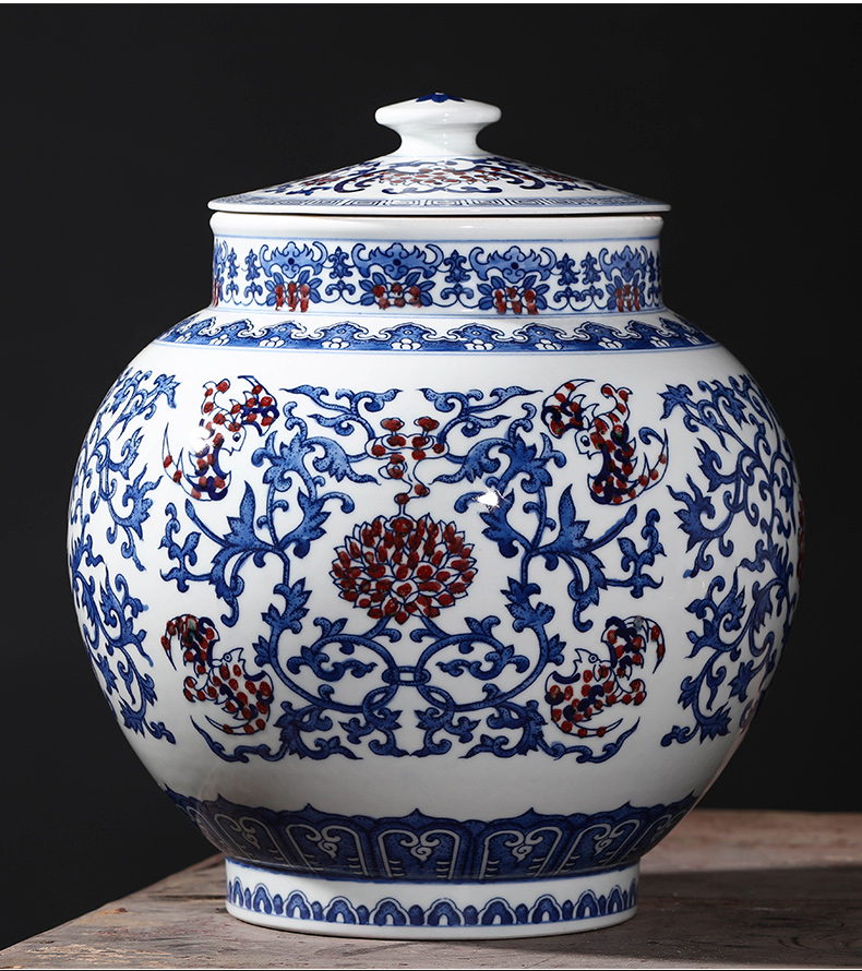 Imitation yongzheng hand - made antique blue and white porcelain of jingdezhen ceramics storage tank classical sitting room home furnishing articles