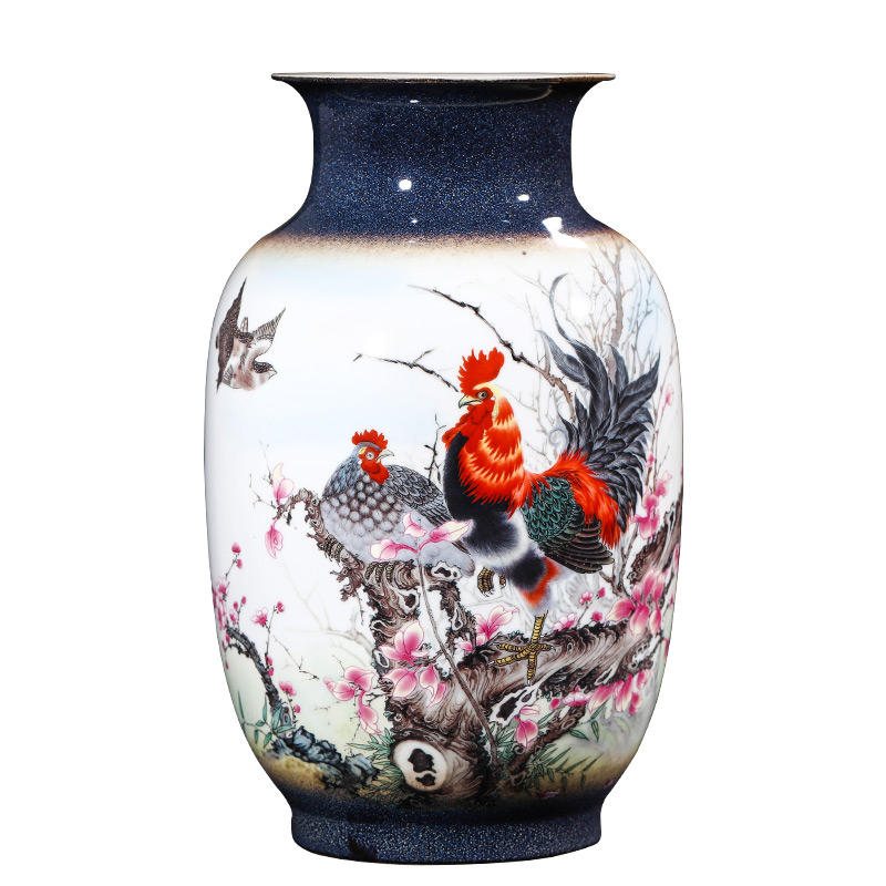 Creative jingdezhen ceramics up Zhu Wu the knorr worry - free work vase furnishing articles to send the led business